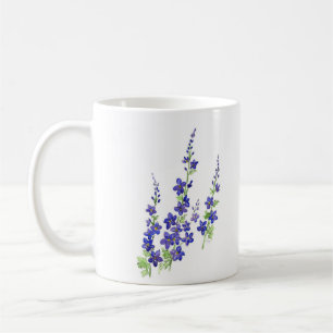 Caneca De Café Flores da aguarela de "Larkspur"