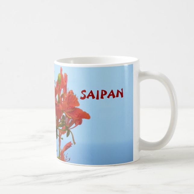 Caneca De Café Flores da chama de Saipan em um oceano do azul (Direita)