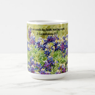 Caneca De Café Flores da Faith Bluebonnets Escritura Faith Mug