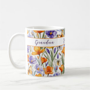 Caneca De Café Flores da Primavera Borboletas Lindo Padrão Vovó