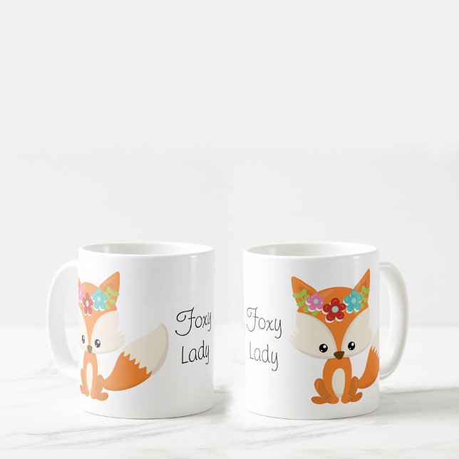 Caneca De Café Flores da primavera Fox Foxy Lady (Criador carregado)