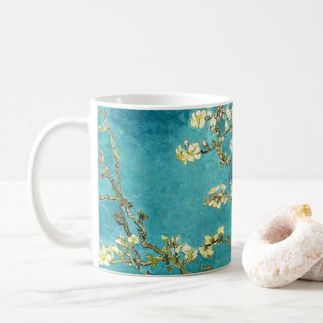Caneca De Café Flores de Amendoeira de Van Gogh Impressionismo Cl (Com Donut)