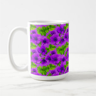 Caneca De Café Flores de Anêmona Roxa Vibrante