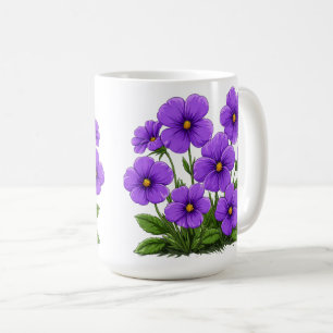 Caneca De Café Flores de Anêmona Roxo Vibrante