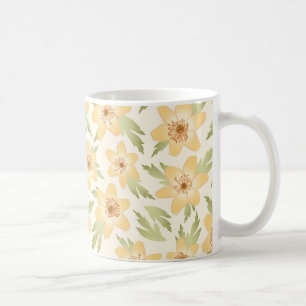 Caneca De Café Flores de Anêmonas Laranja Selvagens - padrão unif
