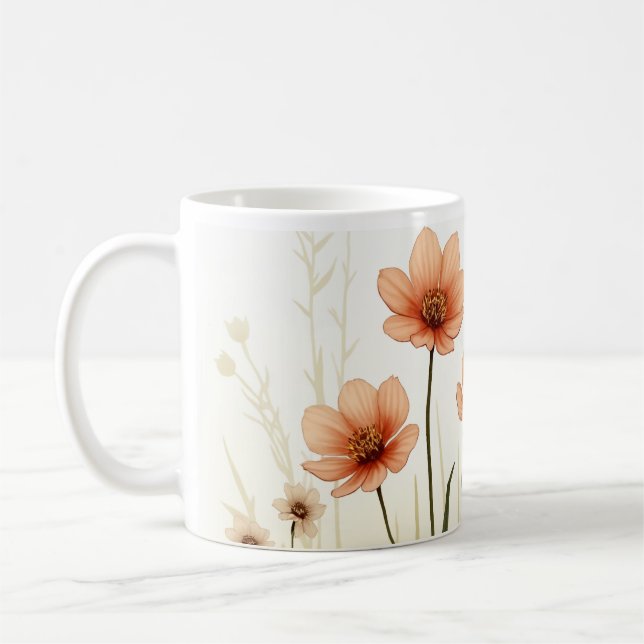 Caneca De Café Flores De Aquarela (Esquerda)