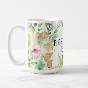 Caneca De Café Flores de aquarela botânica elegante Melhor mãe