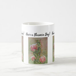 Caneca De Café Flores De Aquarela De Cactus Rosa Pêssegos