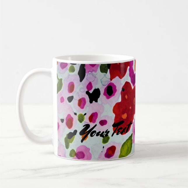 Caneca De Café Flores de Aquarela de Cor Negrita Pop (Esquerda)
