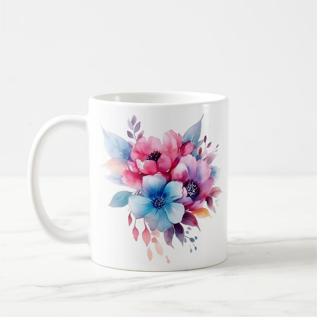 Caneca De Café Flores de Aquarela Design Floral (Esquerda)
