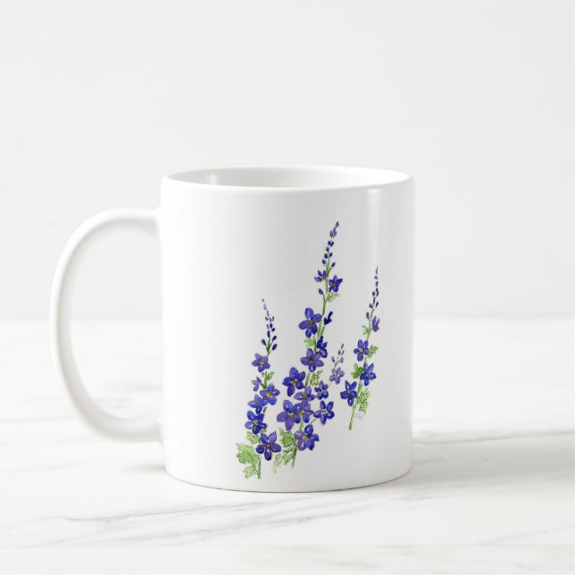 Caneca De Café Flores de Aquarela "Larkspur" (Esquerda)