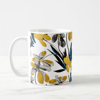 Caneca De Café Flores de aquarela: padrão de verão vibrante.