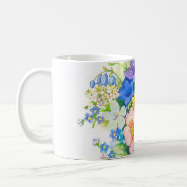 Caneca De Café Flores de aquarela vítrea (Esquerda)