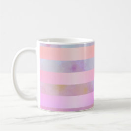 Caneca De Café Flores de Arco-Íris Abstratas em Listras de Aquare