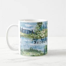 Caneca De Café Flores de Barco do Lago de Verão Serenidade