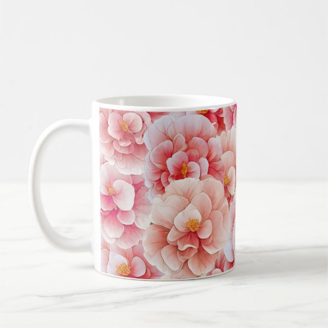 Caneca De Café Flores de Begonia Laranja (Esquerda)