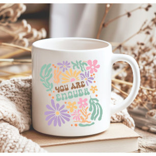 Caneca De Café Flores De Boho Retro Você É Suficiente Em Saúde Me