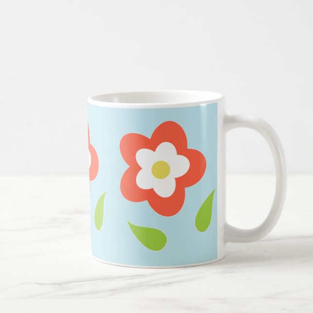 Caneca De Café Flores de Bolha de Primavera (em Azul) (Direita)