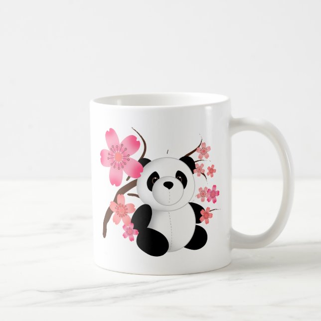 Caneca De Café Flores de cerejeira da panda (Direita)