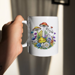 Caneca De Café Flores de Cogumelos Mágicos Personalizadas