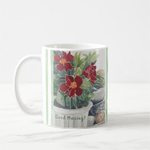 CANECA DE CAFÉ FLORES DE COR DE ÁGUA PINTADA DE MÃO ADORA, CAF