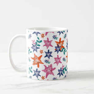 Caneca De Café Flores De Cores De Água De Pastel Cugado