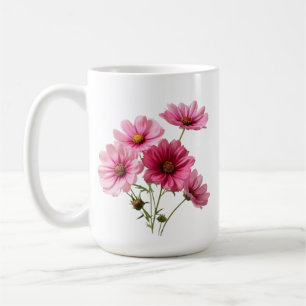 Caneca De Café Flores de Cosmos Rosa-23456