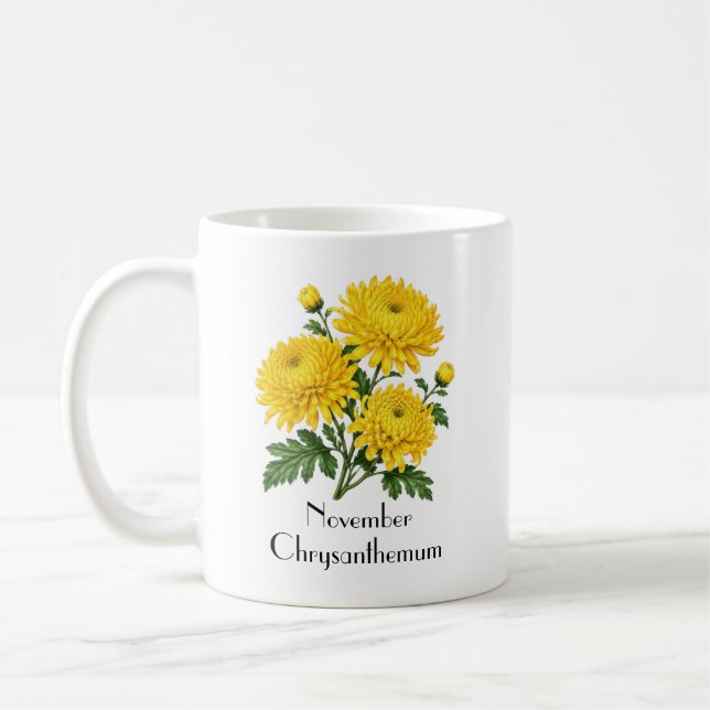 Caneca De Café Flores de Crisântemo de Novembro (Esquerda)