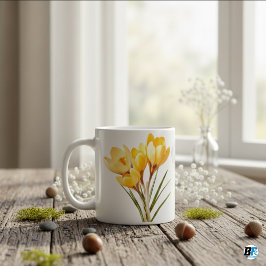 Caneca De Café Flores de croco amarelas elegantes e minimalistas