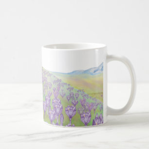 Caneca De Café Flores de Croco Roxo na Ilustração de Primavera Hi