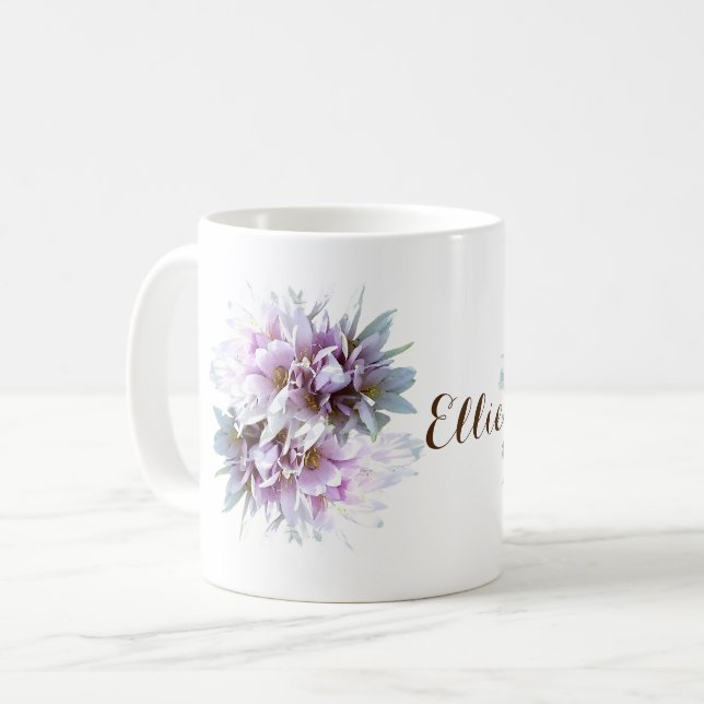 Caneca De Café Flores de Crocus Rosa Personalizadas (Frente Esquerda)