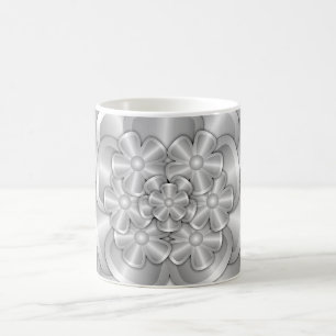 Caneca De Café Flores De Cromo - Mug De Café De Prata
