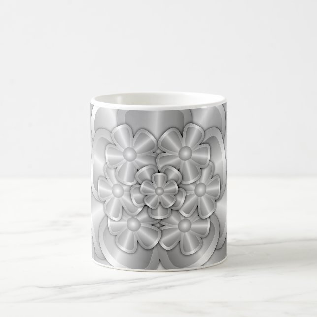 Caneca De Café Flores De Cromo - Mug De Café De Prata (Centro)