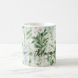 Caneca De Café Flores de Delphinium Brancas Lavanda  