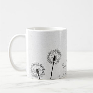 Caneca De Café Flores de Dente-de-Leão Pappus Esporos Cinza