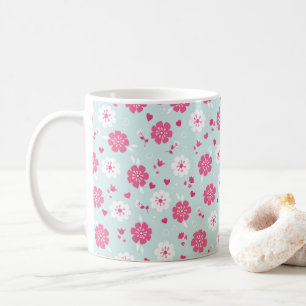 Caneca De Café Flores de dia de os namorados Corações Rosa