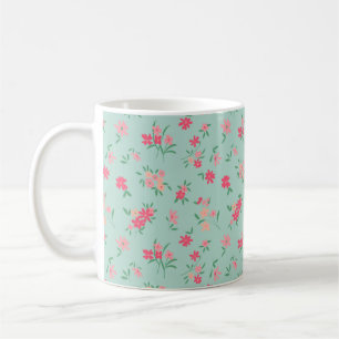 Caneca De Café Flores de Digidez Rosa Teal
