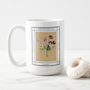 Caneca De Café Flores de Ervilha Doce Vintage Dia da Mãe