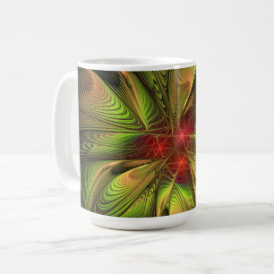 Caneca De Café Flores de fantasia fractal macia e terna