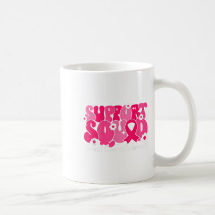 Caneca De Café Flores De Fita Rosa Quadrado Do apoio ao cancer de