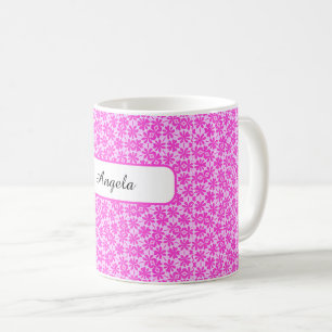 Caneca De Café Flores de Fúcsia Personalizadas