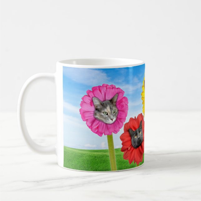 Caneca De Café "Flores de Gato" LOL Coffee Mcg Engraçado (Esquerda)