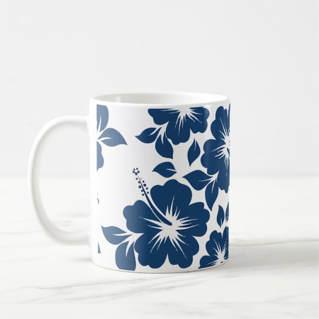 Caneca De Café Flores de Hibisco Azul Havaianos (Esquerda)