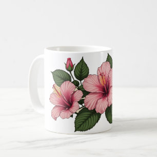 Caneca De Café Flores de hibisco rosa