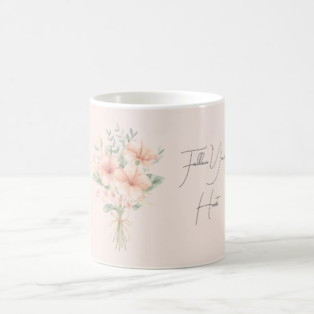 Caneca De Café Flores de Hibisco Tropical de Pêssego (Centro)