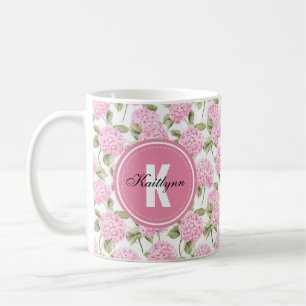Caneca De Café Flores De Hidrelétrica Rosa Elegante Monograma Cof