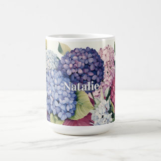 Caneca De Café Flores de Hortênsia Personalizadas
