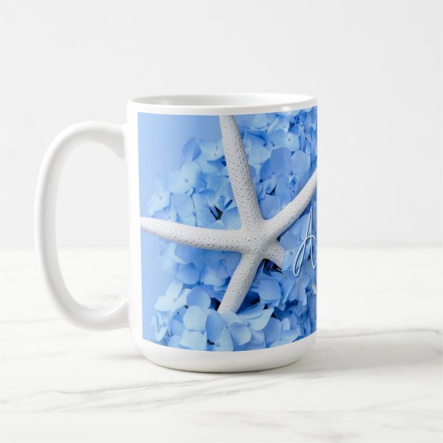 Caneca De Café Flores de Hydrangea Azul (Esquerda)