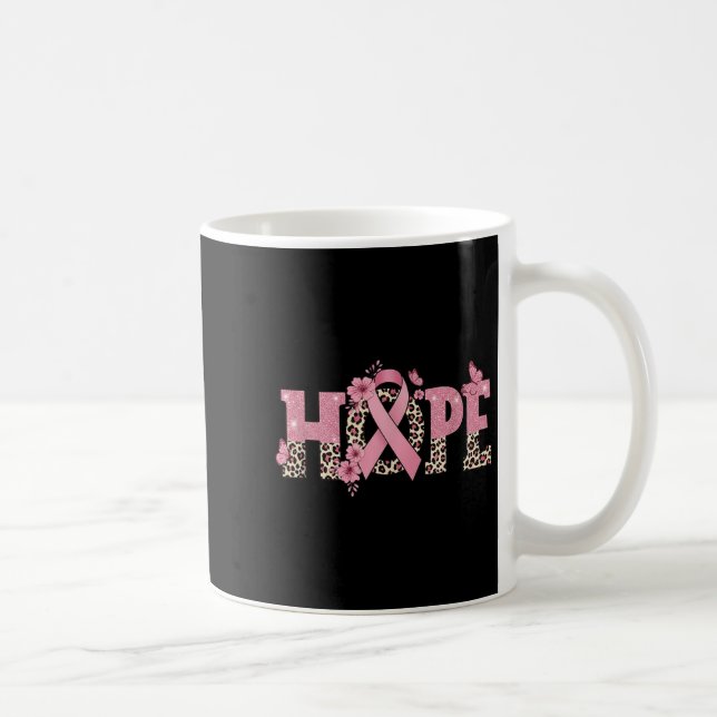 Caneca De Café Flores de impressão leopardo-da-fita rosa-esperanç (Direita)