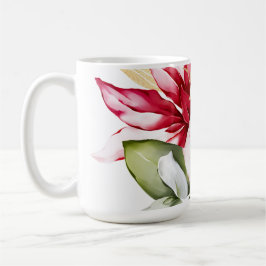 Caneca De Café Flores de inverno vermelhas poinsettia aquática